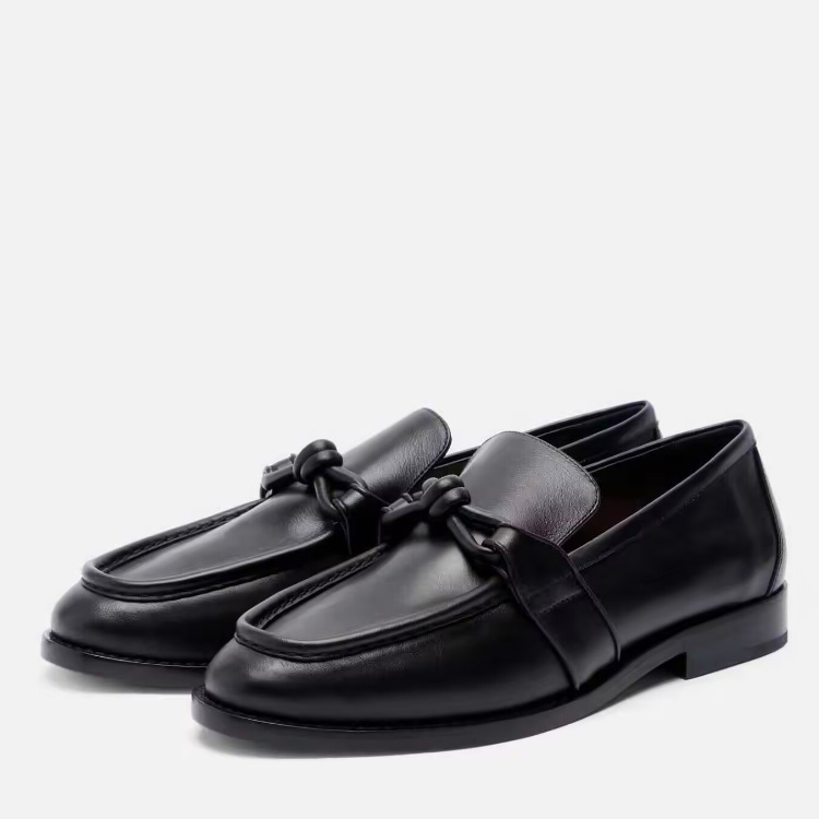 Women Formal Wear With Shoes - Women's Leather Knot Detail Loafers Slip-On