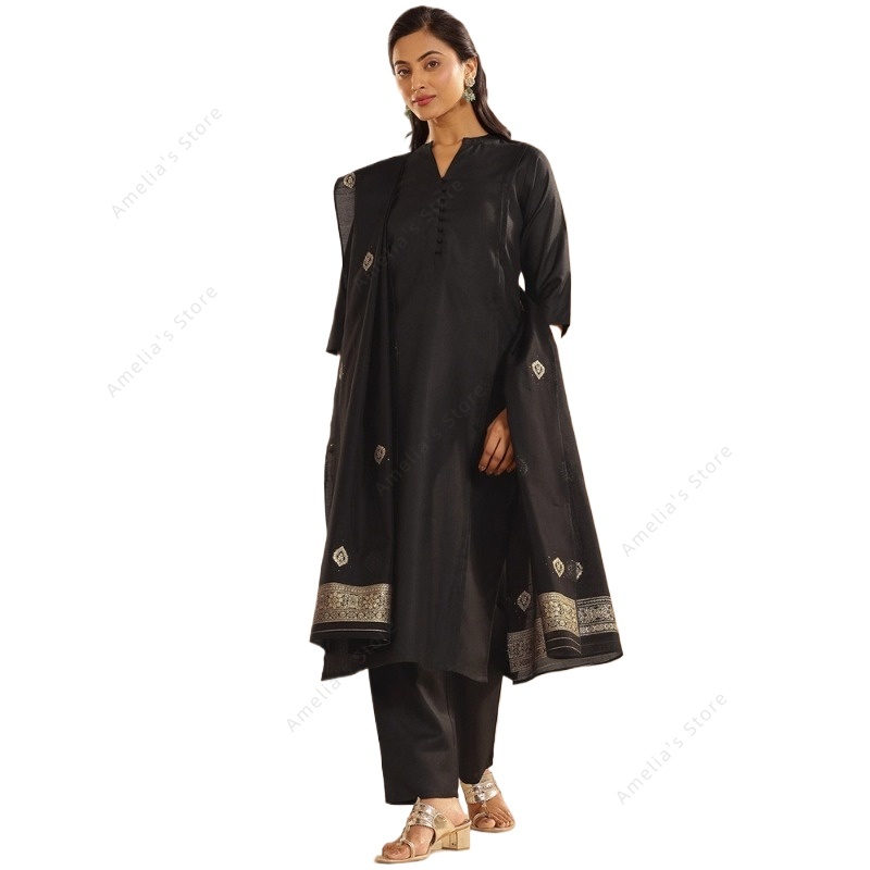 Women's Black Jacquard Kurta P - Women Formal Wear Indian review and price